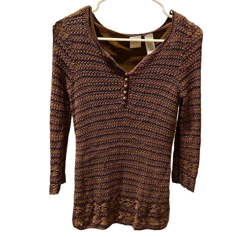 Emma James Brown Crochet Top over Tank Size Small